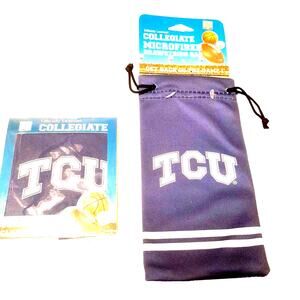 NCAA TCU Sunglass cloth and Sunglass Bag Combo Retro Horned Frogs Lot Set